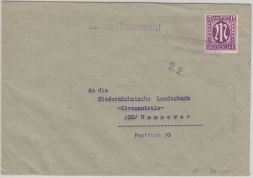 Bizone/AM-Post - Georgsmarienhütte Kr. Osnabrück 2.2.(46) Not-L2 Brief n.