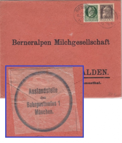 Bayern - 25+5 Pfg. Luitpold/Luitpold Zensurbrief i.d. SCHWEIZ Biessenhofen 1914