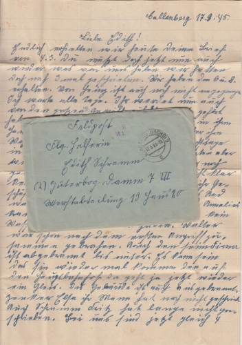 DR - Glauchau 17.3.45 Feldpostbrief an Lw.-Helferin (!) n. Jüterbog Damm Inhalt