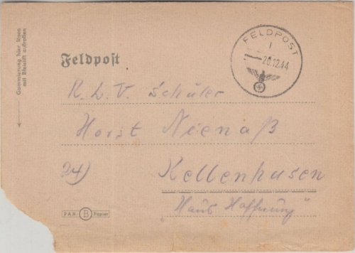 DR - Feldpostbrief Fp.Nr. M11786B n. Kellenhusen 20.12.44 - Kurlandkessel !