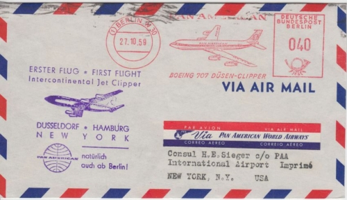 Berlin - PanAm 1st-flight Düsseldorf - New York 1959 Zuleitung Westberlin