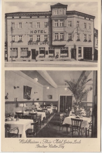 Thürigen - Mühlhausen Hotel Grüne Linde sw-Mehrbild-Fotokarte ungelaufen ca.1930