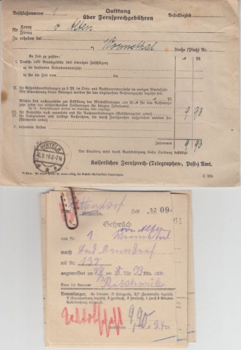 DR - Rinteln 1919 Vordruckkuvert Fernsprechgebühren m. 19 Quittungen
