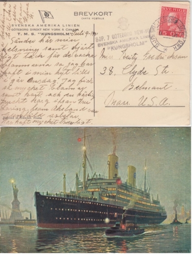 Schweden - SJP7 Göteborg New York Svenska Amerika Linien Kungsholm Karte 1931