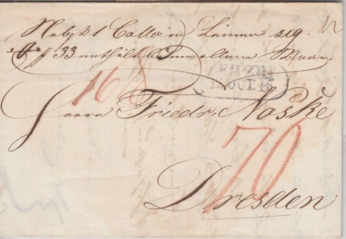 Sachsen - Leipzig 1845 Paketbegleitbrief n. Dresden - mit Inhalt