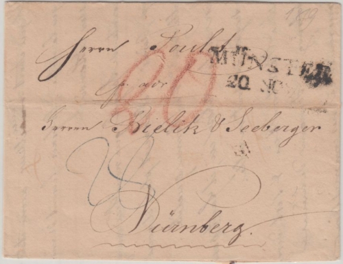 Preussen/Bayern - Münster 1819 L2 Portobrief n. Nürnberg - mit Inhalt