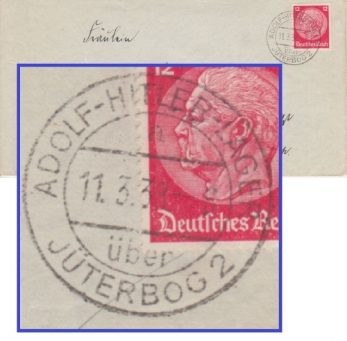 DR - Adolf Hitler Lager über Jüterbog 2 Poststelle I Brief n. Stuttgart 1938