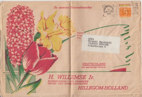 Niederlande - 5 C. Freimarke Dillustr. Drucksache Amsterdam - Planegg 1956