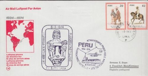 Peru - Lufthansa Sonderflug 40 J. Südatlantikverkehr Lima - Frankfurt a/M 8.3.74