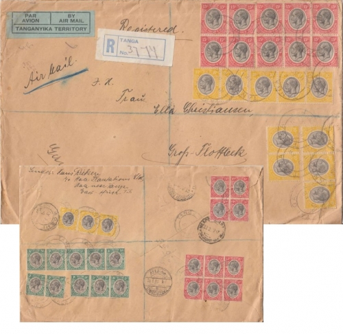Tanganjika Mandated Territory - 20x15 C. Georg V. u.a. Luftpost Einschreibebrief