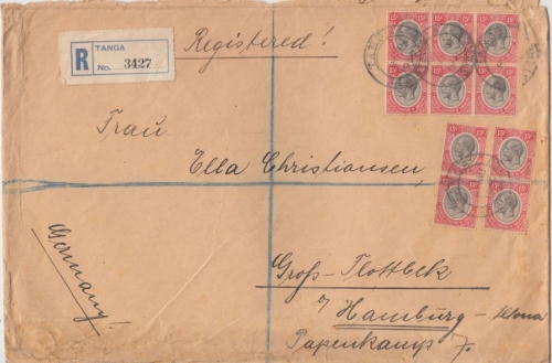 Tanganjika Mandated Territory - 10x15 C. Georg V. Einschreibebrief Tanga 1930
