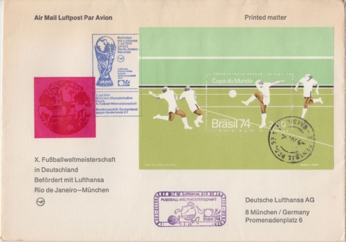 Brasilien - Lufthansa Sonderflug Fussball-WM Blockausgabe Rio - München 1974