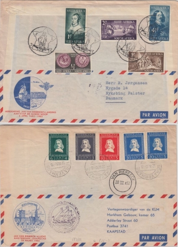 Niederlande/SWA - Riebeeck Landing 1652-1952 Schmuckkuvert Doppelausgabe