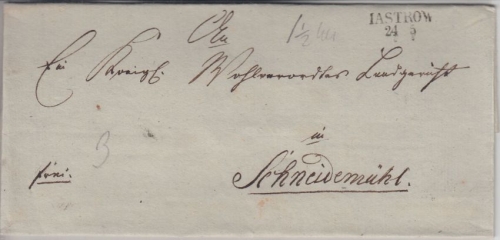 Preussen - Iastrow 24/5 L2 Francobrief n. Schneidemühl ca. 1830/35