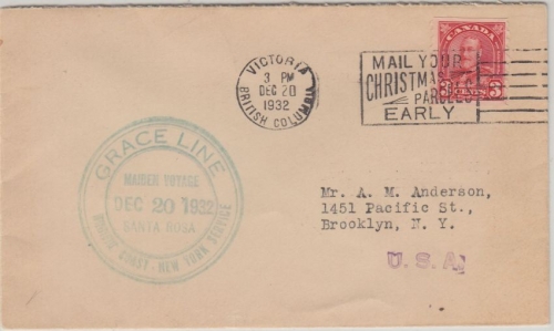 Canada - Grace Line Maiden Voyage Santa Rosa Pacific Coast New York Service 1932