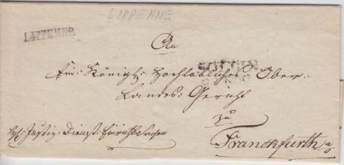 Preussen - Lippehne L1 undatierte Briefhülle n. Frankfurt a/O. - selten!