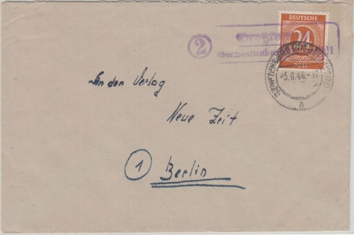 All.Bes./Kontrollrat - (2) Großkoschen ü. Senftenberg Landpoststpl. Brief 1946