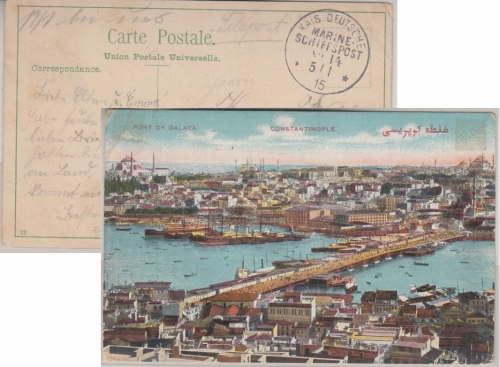 DR - MSP No.14 Feldpostkarte AK Constantinopel - Netzschkau 1915