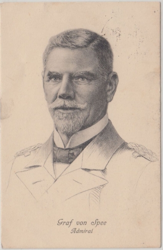 DR - Marine Admiral Graf v. Spee Portraitkarte gelaufen Meran 1915