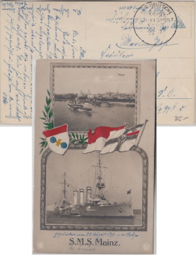DR - MSP No. 83 SMS Kaiserin AK SMS Mainz n. Berlin 1916