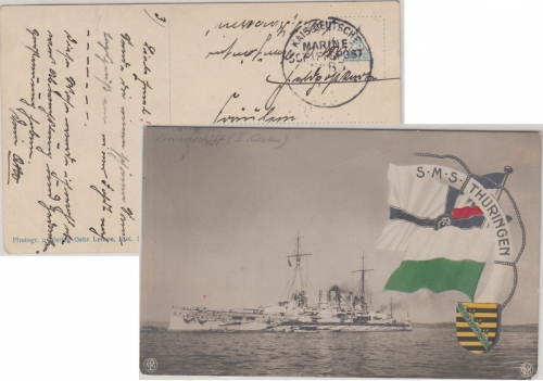 DR - MSP No. 83 SMS Kaiserin AK SMS Thüringen n. Berlin 1916