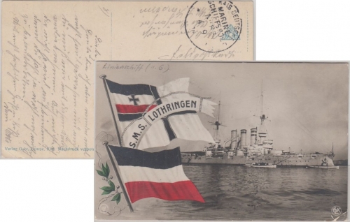 DR - MSP No. 83 SMS Kaiserin AK SMS Lothringen n. Berlin 1916
