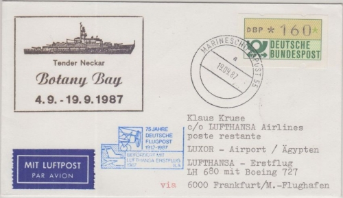 BRD - Bundesmarine MSP 55 Tender Neckar Zuleitung LH-Erstflug FFM Luxor 1987