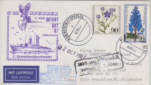 BRD - Bundesmarine MSP 64 S65 Sperber Zuleitung LH-Erstflug FFM Kathmandu 1987