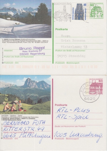 BRD - 50+60 Pfg. B&S Bilgganzsachen Südtirol ! beide gebraucht 1984/1999
