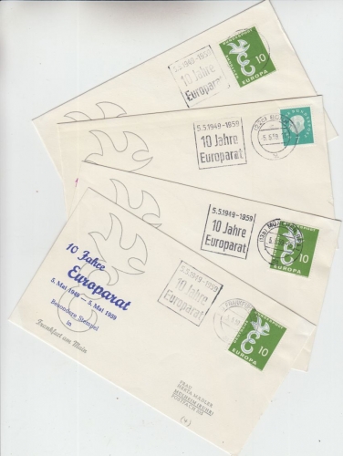 BRD - 10 Jahre Europarat 1949-1959 Masch.-SST Bonn München Frankfurt Hamburg