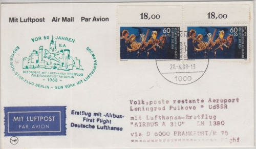 Berlin - LH-Erstflug A300 Frankfurt - Leningrad Zuleitung Berlin 1988