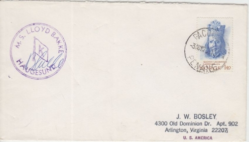 Norwegen - Pacquebot Penang 1975 Schiffsbrief n. USA MS Llod Bakke Haugesund