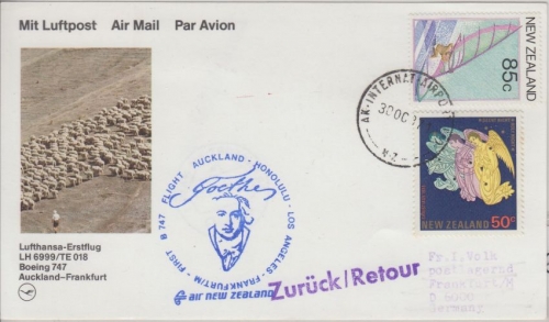New Zealand - Lufthansa Firstflight Auckland Frankfurt a/M. 1987