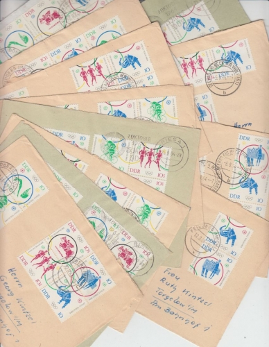 DDR - Olympiade Tokio 1964 Zusammendrucke 12 Briefe diverse Orte 1964
