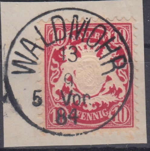 Bayern - 10 Pfg. Wappen Wz. 3 Luxusbriefstück glasklarer K1 Waldmohr 13.9.84