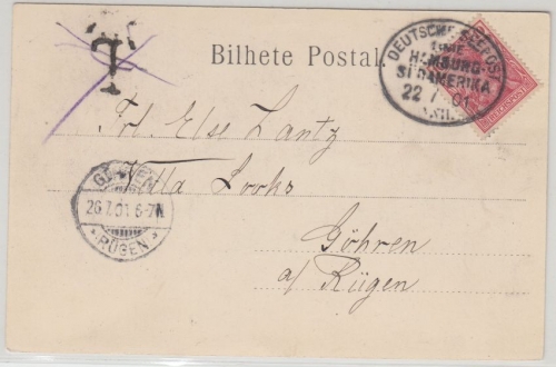 DR - Deutsche Seepost Linie Hamburg Südamerika AK Leixoes PORTUGAL - Göhren 1901