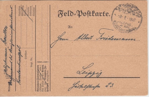 DP Türkei - Feldpost Mil. Miss Konstantinopel Feldpostkarte n. Leipzig 1917