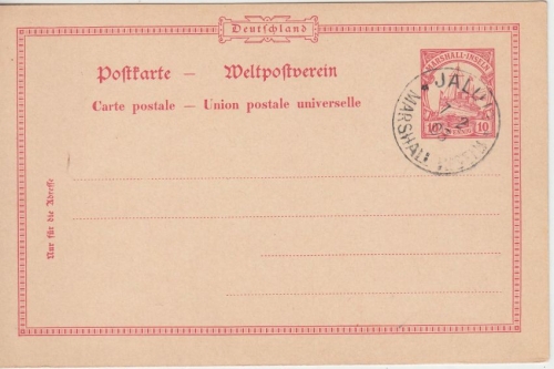 Marshall-Inseln - 10 Pfg. Schiffszeichnung Ganzsache Jaluit 1903