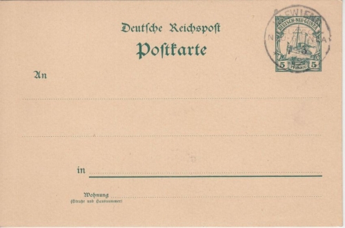 Deutsch-Neuguinea - 5 Pfg. Schiffszeichnung Ganzsache Kaewieng 1912