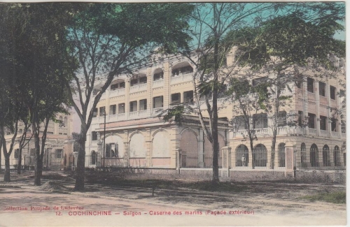 Indochina - Saigon farb Aansichtskarte Marinekaserne ungelaufen ca. 1910