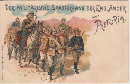 Südafrika - Prätoria Burenkrieg Propaganda-Spottkarte Farblitho ungelaufen 1899