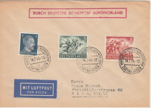 DR - DDP Alpenvorland Cortina Haiden Luftpostbrief n. Wien 1944