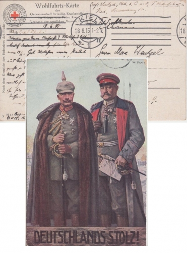 DR - "Deutschlands Stolz" (Hindenburg/Wilhelm II.) Wohlfahrtskarte Feldpost 1915