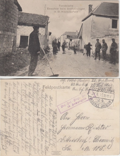 Frankreich - St. Hilaire le Petit Straßenansicht sw-AK Feldpostkarte 1915