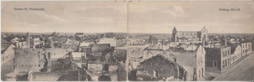 Frankreich - Somme-Py sw-Panoramakarte (Klappkarte) Feldpost n. St. Jacob 1915