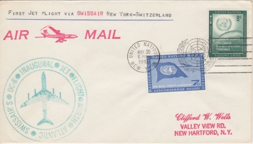 UNO NY - Swissair First Flight cover New York - Zürich 1960 Zuleitungspost