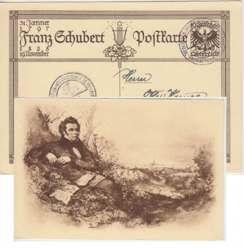 Österreich - 10 Gr. Schubert Sonder-Ganzsache SST Wien III. FIP-Tagung 1928