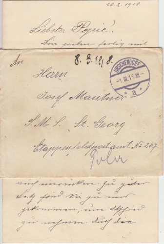 Österreich - Urschendorf 1918 Feldpostbrief an SMS St. Georg in Pola - m. Inhalt