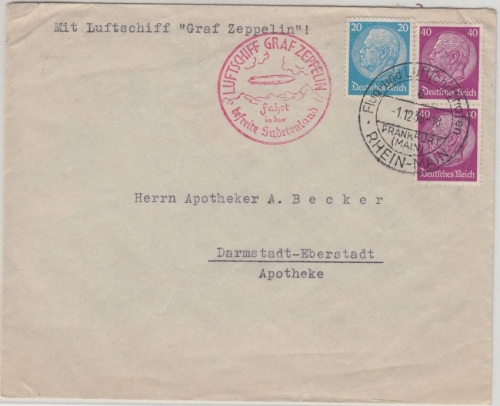 DR - LZ 130 Sudetenlandfahrt Frankfurt a/M - Reichenberg 1.12.38