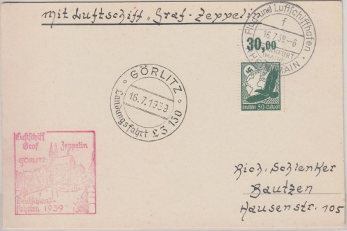 DR - LZ 130 Landungsfahrt Görlitz Frankfurt a/M - Bautzen 16.7.39